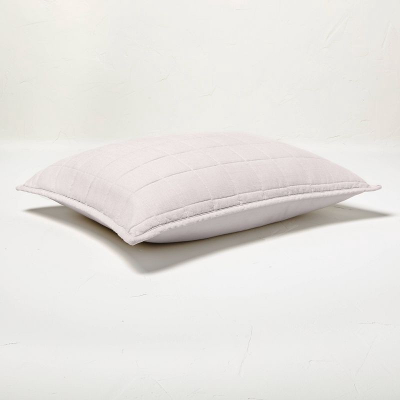 slide 3 of 5, Standard Heavyweight Linen Blend Quilt Pillow Sham Natural - Casaluna™, 1 ct