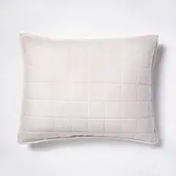 Standard Heavyweight Linen Blend Quilt Pillow Sham Natural - Casaluna™