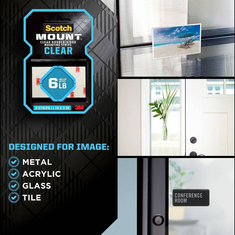 slide 4 of 11, Scotch 1'x1' Clear DS Mounting Squares: Adhesive Double Sided Tape, Sticky Tack, 48 Clear Adhesive Strips, 1 ct