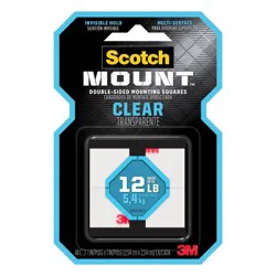 Scotch 1'x1' Clear DS Mounting Squares: Adhesive Double Sided Tape, Sticky Tack, 48 Clear Adhesive Strips