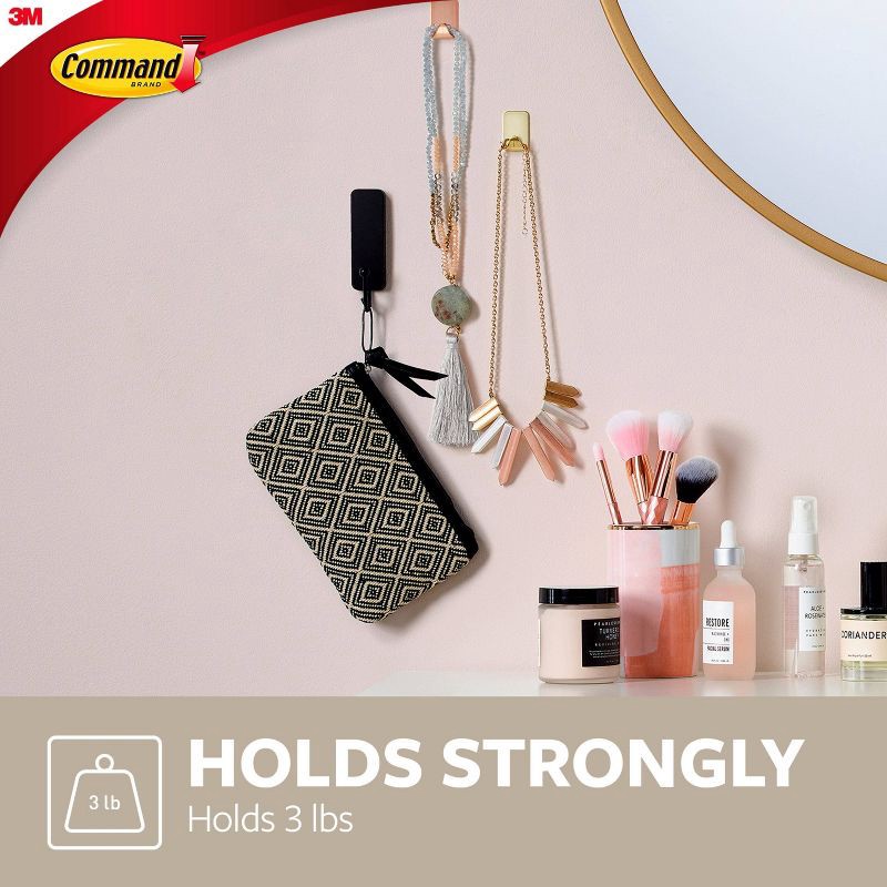 slide 4 of 13, Command 2pk Wire Decorative Hooks Black: Matte Wall & Towel Hook, Heavy Duty, 3 lb Capacity, 2 ct, 3 lb