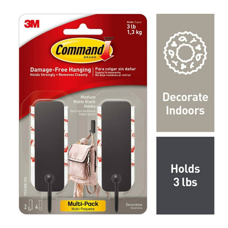 slide 1 of 13, Command 2pk Wire Decorative Hooks Black, 2 ct