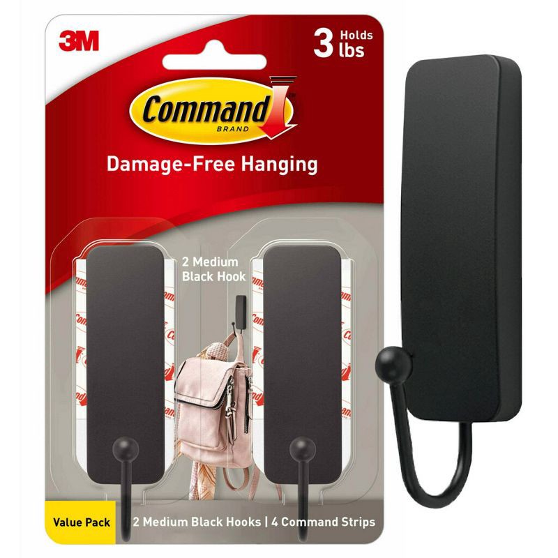 slide 1 of 13, Command 2pk Wire Decorative Hooks Black: Matte Wall & Towel Hook, Heavy Duty, 3 lb Capacity, 2 ct, 3 lb