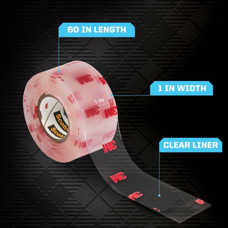 slide 2 of 9, Scotch Mount Double-Sided Mounting Tape Clear 1" x 60": Heavy Duty Wall Tape, Double Stick for Art & Office, 1 ct