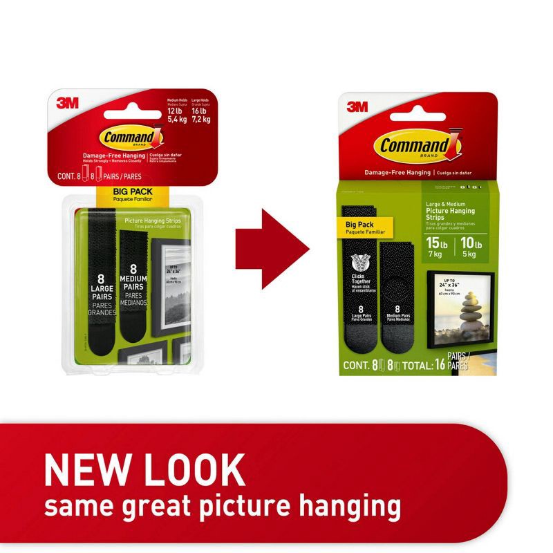 slide 4 of 15, Command 16pk Damage-Free Medium and Large Picture Hanging Adhesive Strips for Holiday Decoration, 16 ct