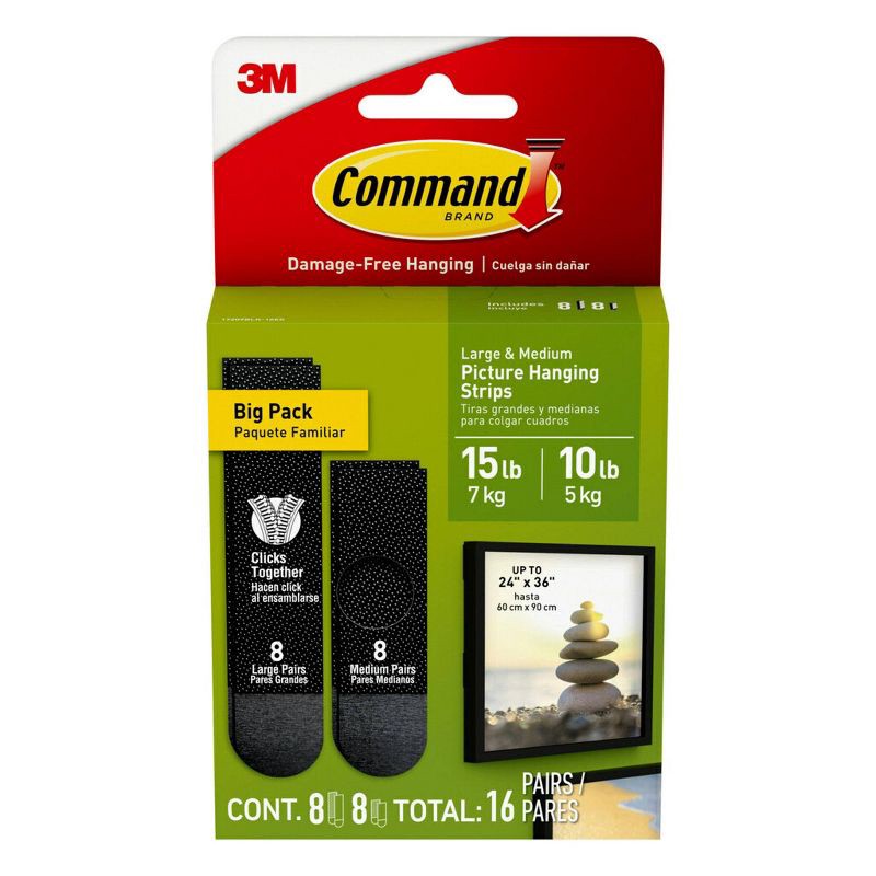 slide 1 of 14, Command Picture Hanging Strips Big Pack - Black, 1 ct