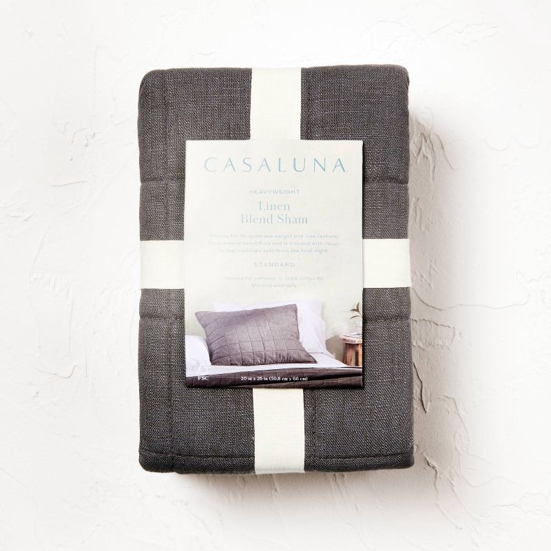 slide 4 of 5, King Heavyweight Linen Blend Quilt Pillow Sham Dark Gray - Casaluna™: Zipper Closure, OEKO-TEX Certified, No Flange, 1 ct