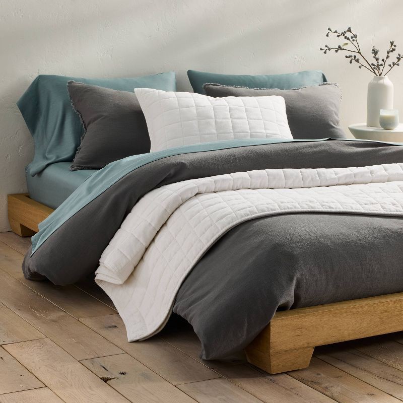 slide 2 of 5, King Heavyweight Linen Blend Quilt Pillow Sham White - Casaluna™: Zipper Closure, OEKO-TEX Certified, No Flange, 1 ct