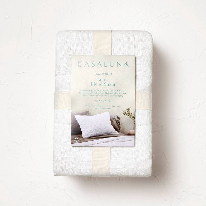 slide 4 of 5, King Heavyweight Linen Blend Quilt Pillow Sham White - Casaluna™: Zipper Closure, OEKO-TEX Certified, No Flange, 1 ct