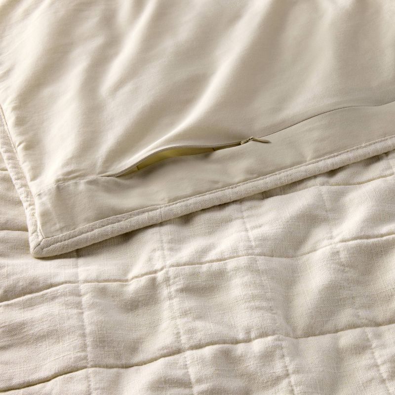 slide 3 of 5, King Heavyweight Linen Blend Quilt Pillow Sham Natural - Casaluna™: Rayon & Cotton, Diamond Pattern, Zipper Closure, 1 ct