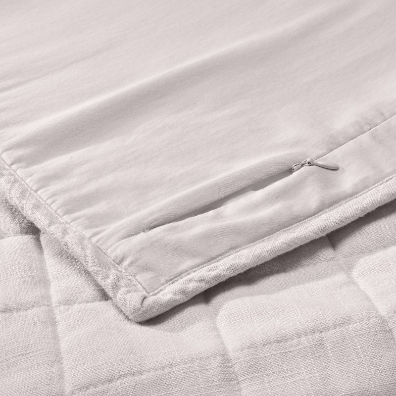 slide 5 of 5, King Heavyweight Linen Blend Quilt Pillow Sham Natural - Casaluna™: Rayon & Cotton, Diamond Pattern, Zipper Closure, 1 ct