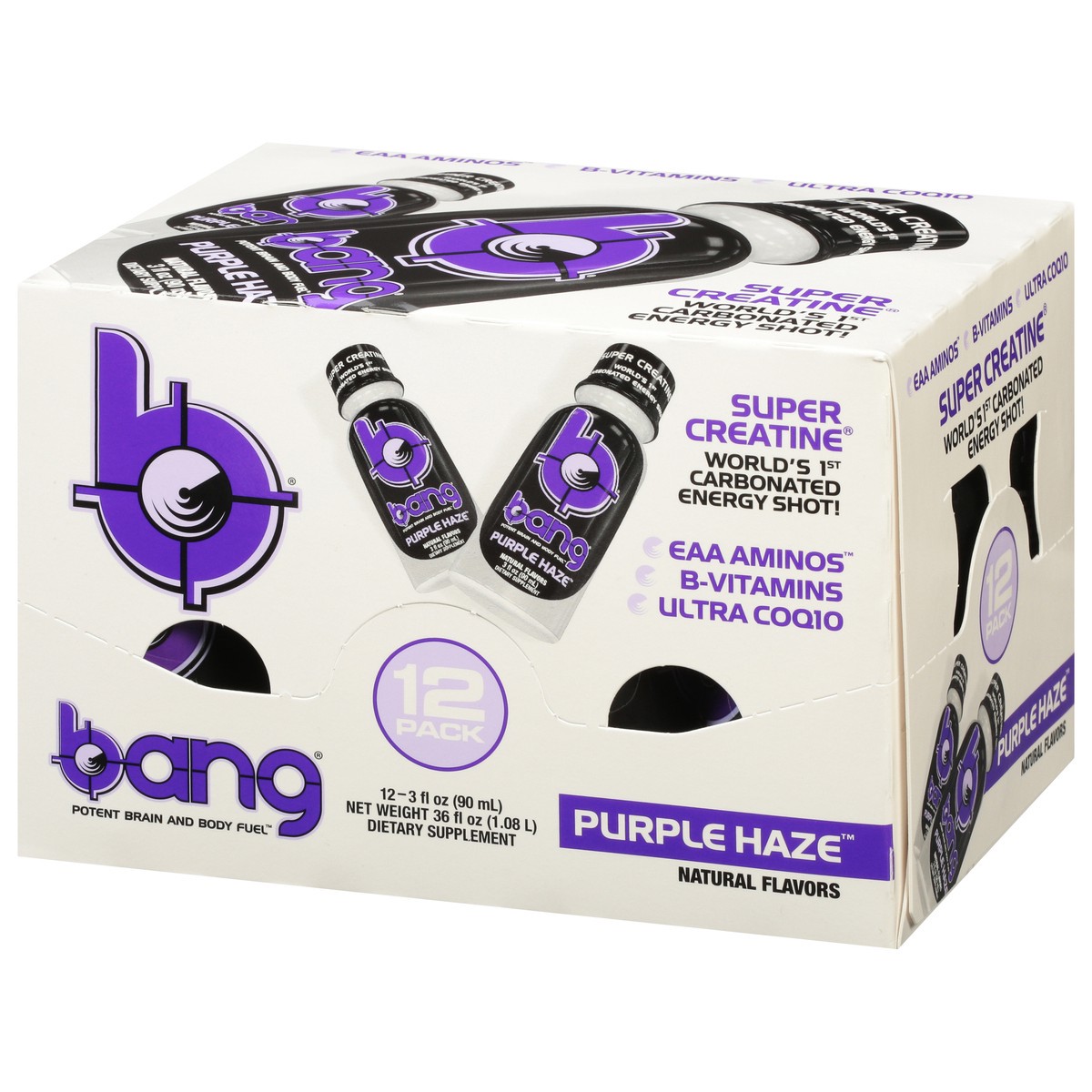 slide 12 of 12, Bang Carbonated Purple Haze Energy Shot 12 - 3 fl oz Bottles, 12 ct