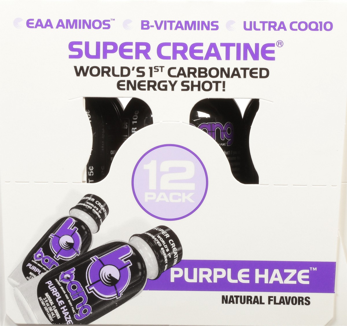 slide 6 of 12, Bang Carbonated Purple Haze Energy Shot 12 - 3 fl oz Bottles, 12 ct
