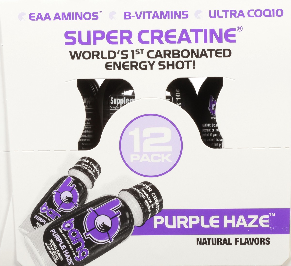 slide 10 of 12, Bang Carbonated Purple Haze Energy Shot 12 - 3 fl oz Bottles, 12 ct