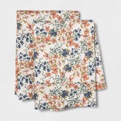 Standard Printed Performance 400 Thread Count Pillowcase Set Ditsy Floral - Threshold™: Cotton Sateen, Machine Washable, No Closure