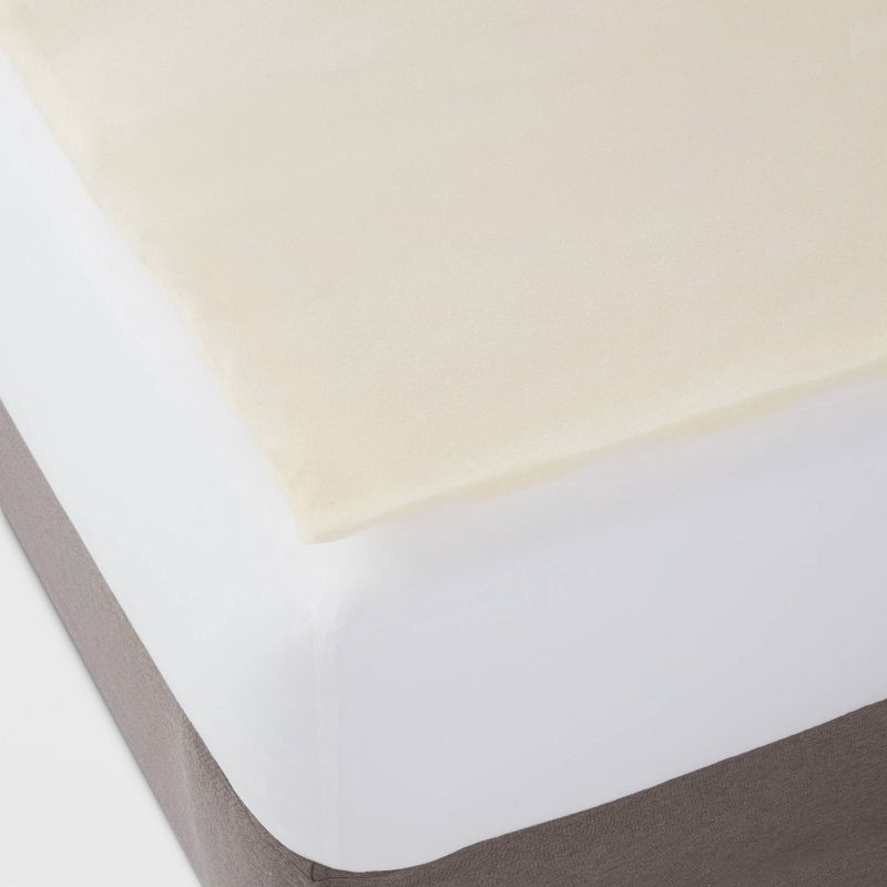 slide 2 of 3, Queen 5-Zone 1.25" Foam Mattress Topper - Room Essentials™: Polyurethane, Non-Woven, Spot Clean, Fits 24" Depth, 1 ct