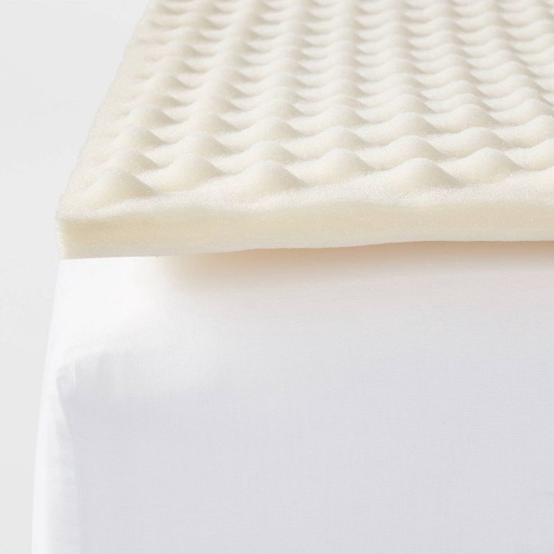 slide 3 of 3, Queen 5-Zone 1.25" Foam Mattress Topper - Room Essentials™: Polyurethane, Non-Woven, Spot Clean, Fits 24" Depth, 1 ct