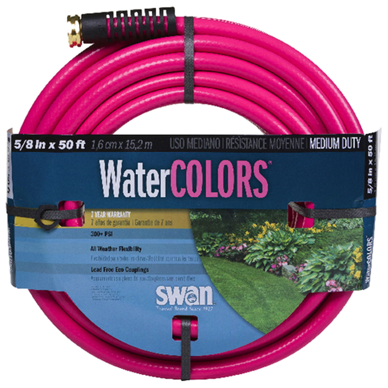 slide 1 of 1, Swan Water Colors Garden Hose 5/8" X 50 foot, 5/8 in