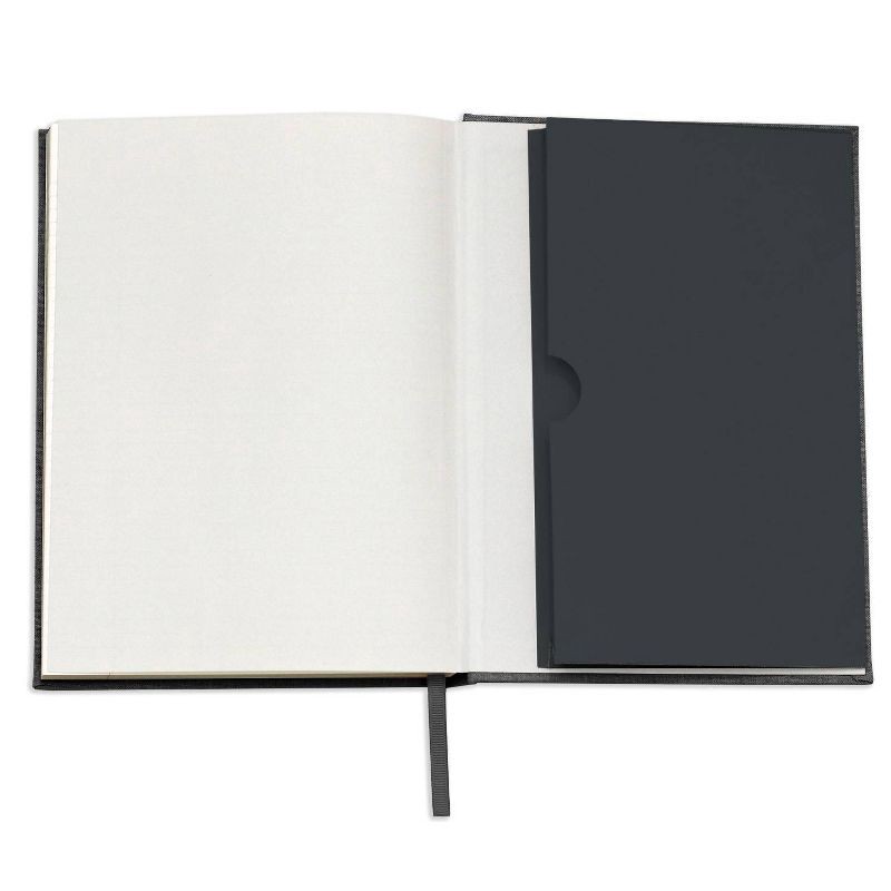 slide 4 of 5, Wit & Delight Lined Journal Black Linen Note to Self: Hardcover Notebook with Elastic Closure, Pocket, Ribbon Marker, 160 Pages, 1 ct