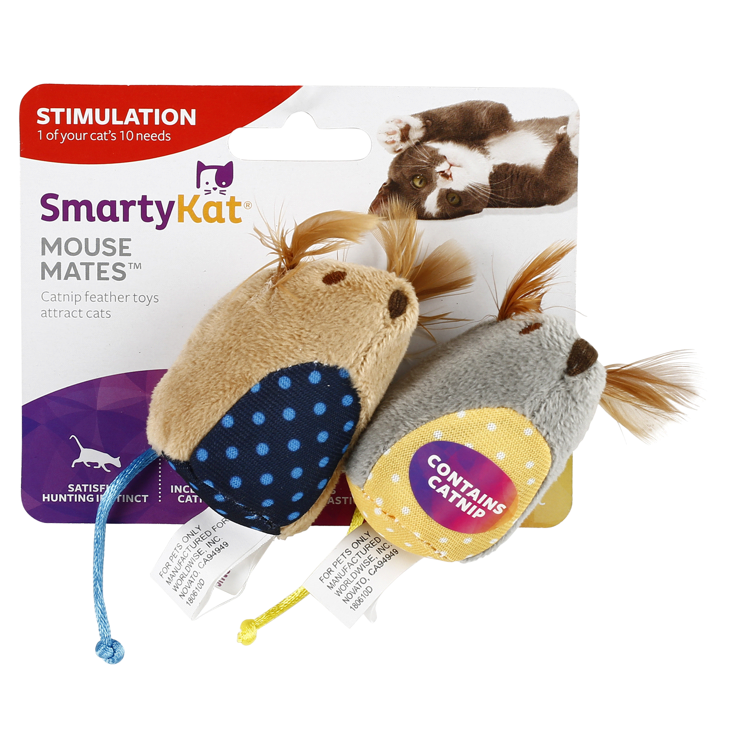 slide 1 of 2, SmartyKat Mouse Mates Catnip Toys, 2 ct