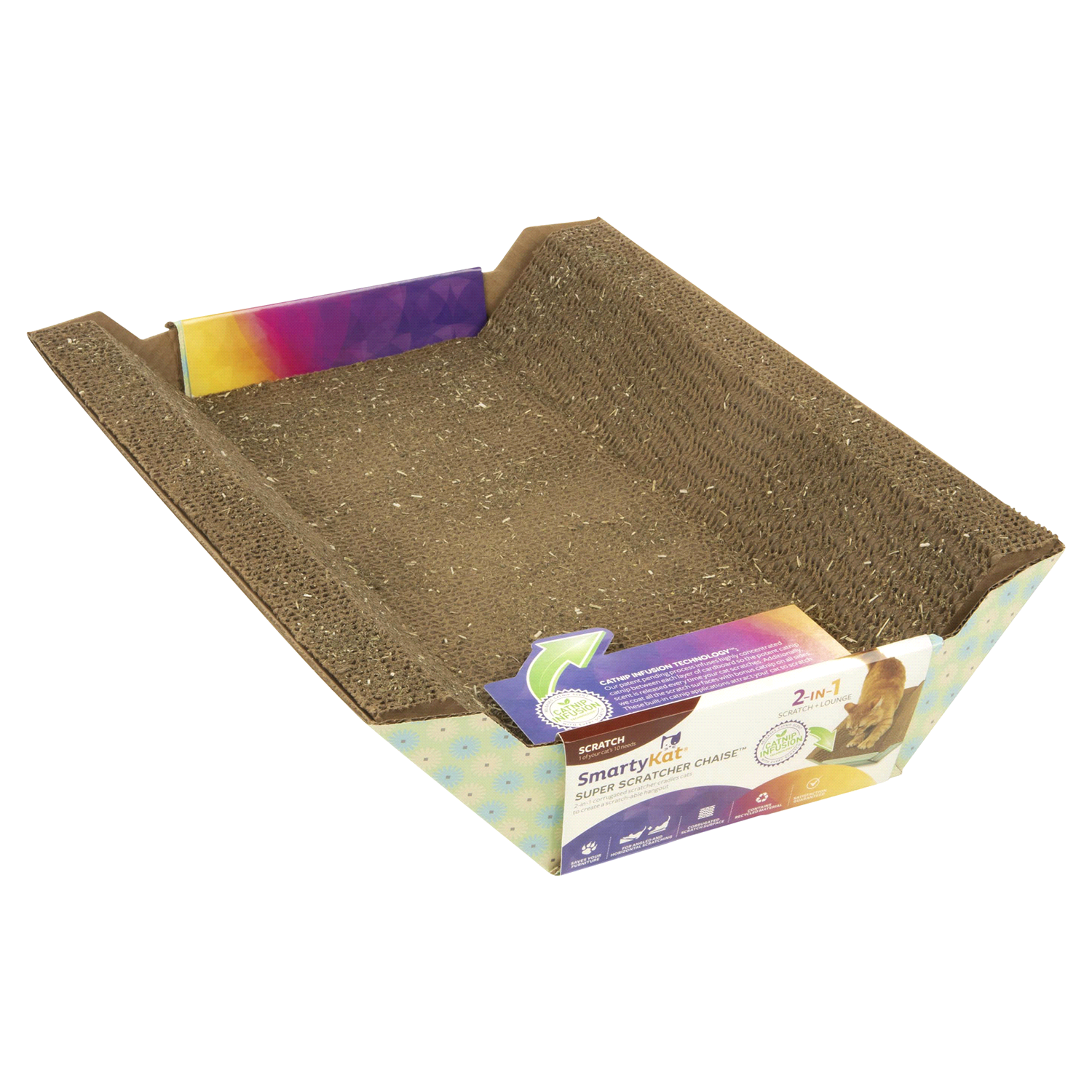 slide 1 of 2, SmartyKat Super Scratcher Chaise Catnip Infused Corrugate Cat Scratcher and Bed, 1 ct