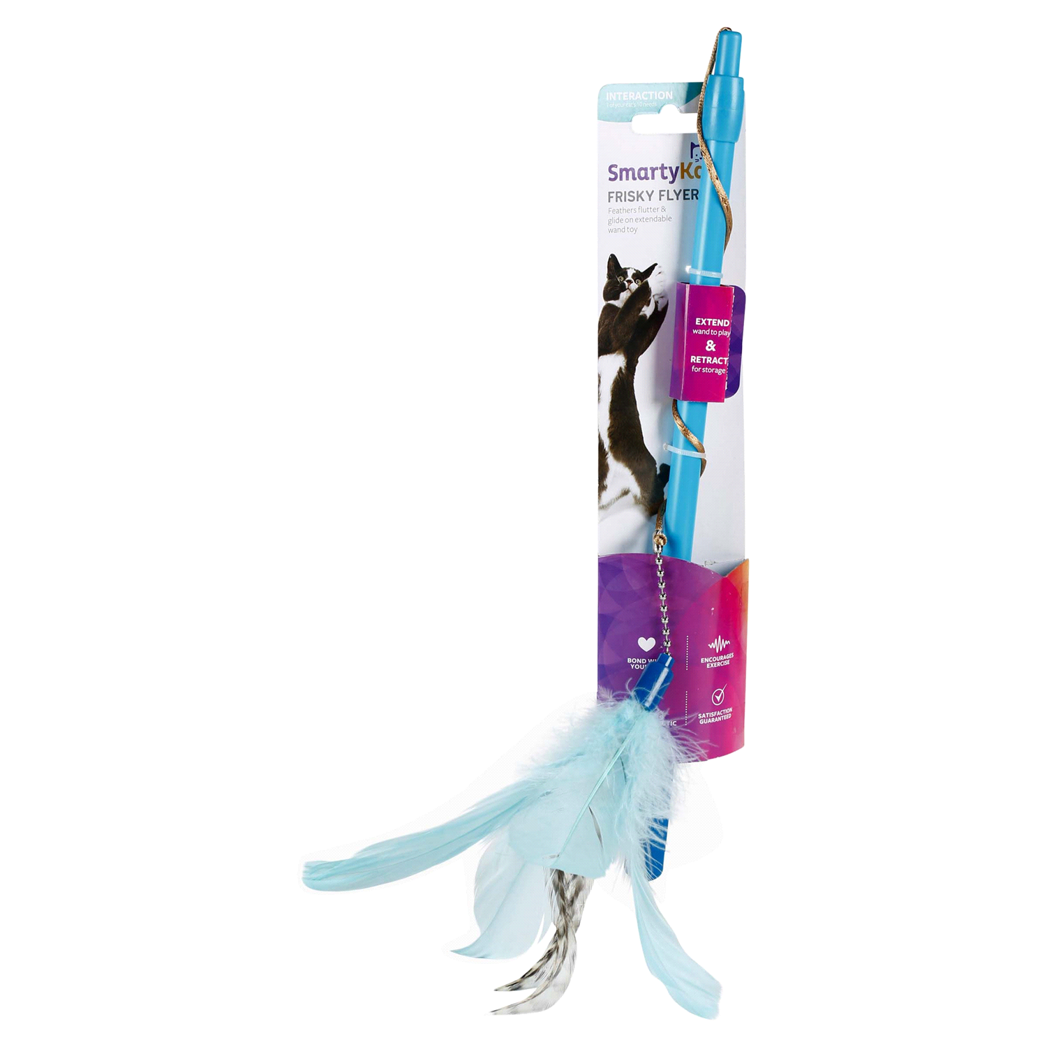 slide 4 of 5, SmartyKat Frisky Flyer Wand Pet Toy, 1 ct