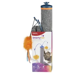SmartyKat Scratch 'N Spin Carpet with 2 Wand Cat Toys