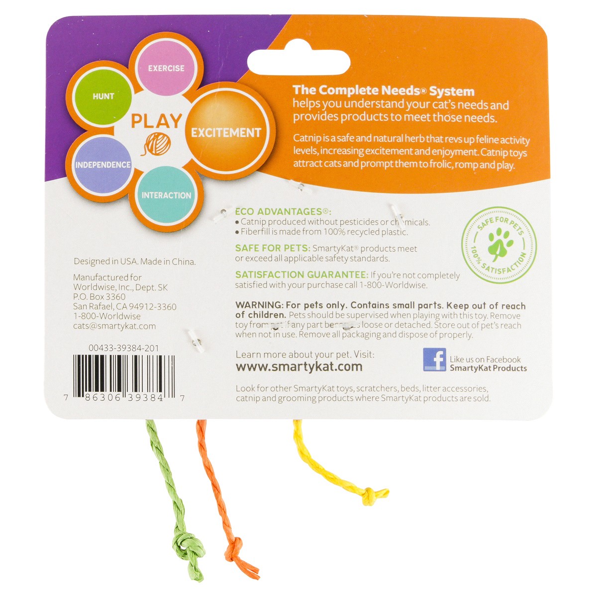 slide 2 of 2, SmartyKat Skitter Critters Catnip Mice Cat Toy - 3pk, 3 ct