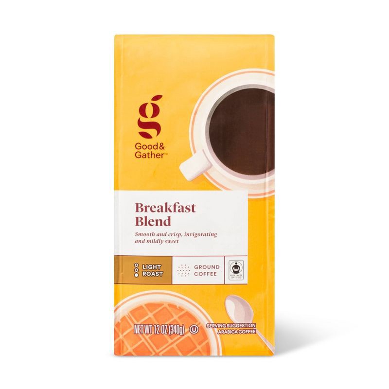 slide 1 of 4, Breakfast Blend Light Roast Ground Coffee - 12oz - Good & Gather™, 12 oz