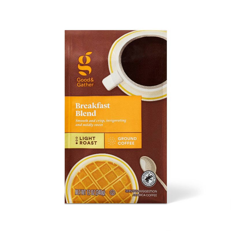 slide 1 of 4, Breakfast Blend Light Roast Ground Coffee - 12oz - Good & Gather™, 12 oz
