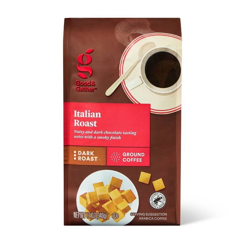 slide 1 of 4, Italian Dark Roast Ground Coffee - 12oz - Good & Gather™, 12 oz