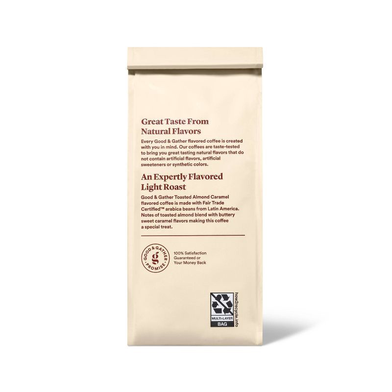 slide 3 of 4, Naturally Flavored Toasted Almond Caramel Light Roast Ground Coffee - 12oz - Good & Gather™, 12 oz