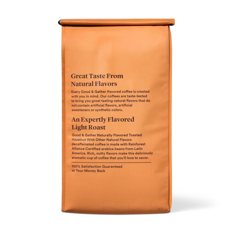 slide 3 of 4, Naturally Flavored Hazelnut Decaf Bagged Light Roast Ground Coffee - 12oz - Good & Gather™, 12 oz