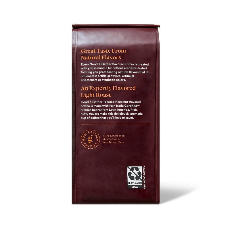 slide 3 of 4, Naturally Flavored Hazelnut Decaf Bagged Light Roast Ground Coffee - 12oz - Good & Gather™, 12 oz