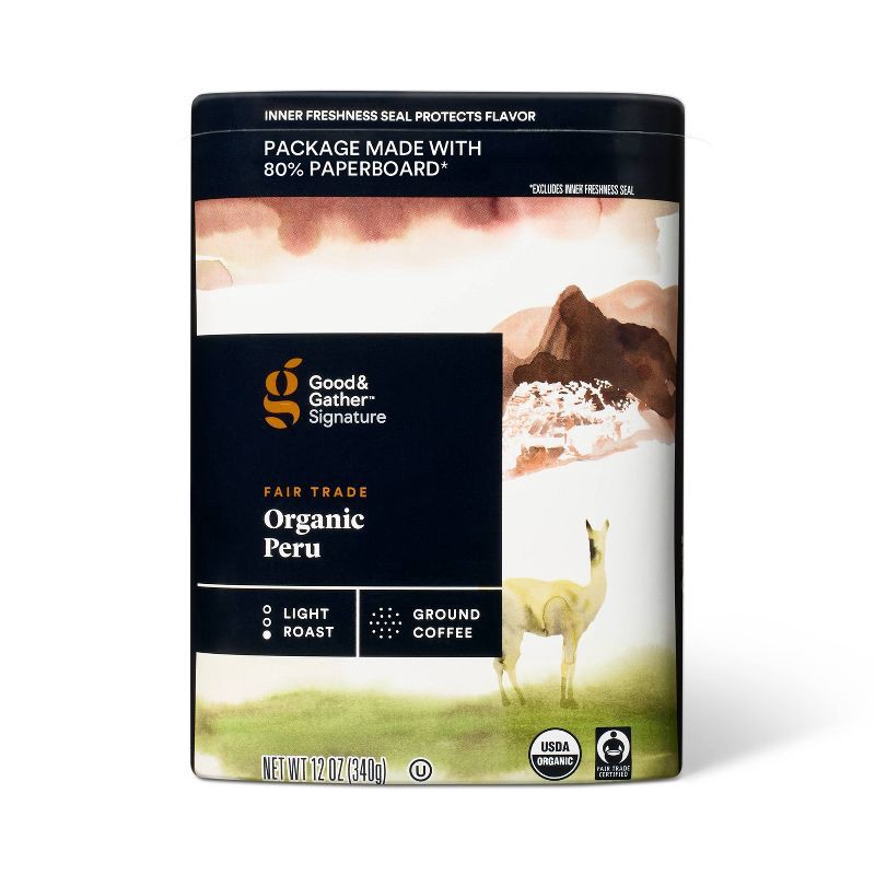 slide 1 of 5, Signature Organic Peruvian Light Roast Ground Coffee - 12oz - Good & Gather™, 12 oz