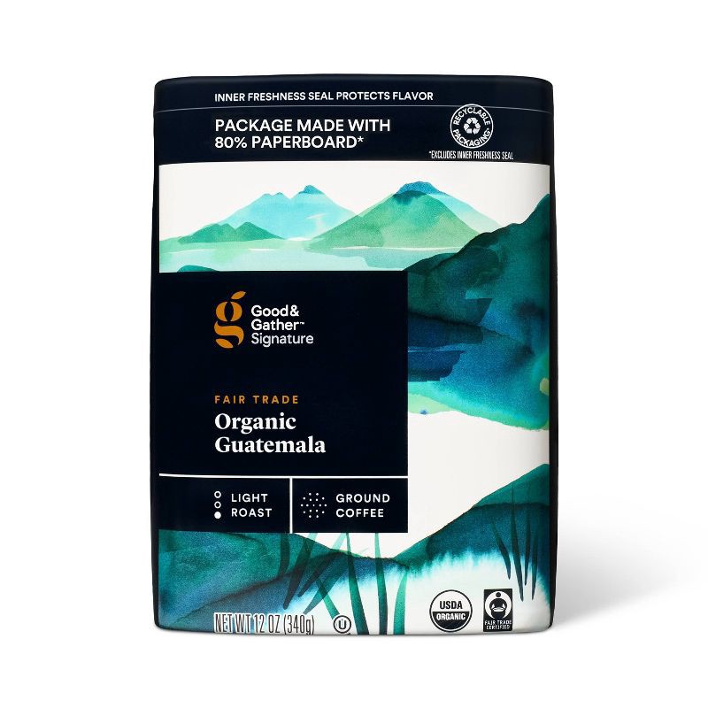 slide 1 of 4, Signature Organic Guatemalan Light Roast Ground Coffee - 12oz - Good & Gather™, 12 oz