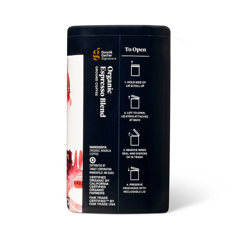 slide 3 of 4, Signature Organic Espresso Blend Dark Roast Ground Coffee - 12oz - Good & Gather™, 12 oz