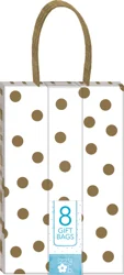 Izzy B Jrcub Kraft Gift Bag Set, Gold Metal, 8pk
