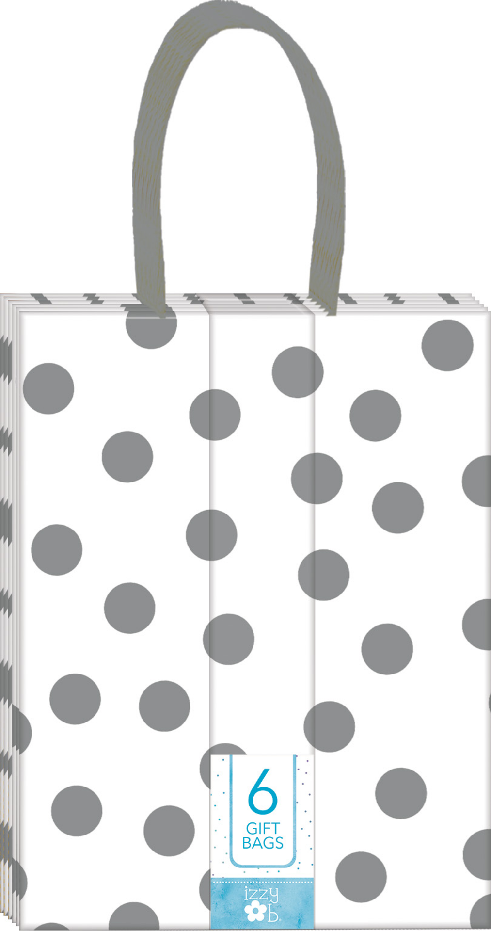 slide 1 of 3, Izzy B Kraft Gift Bag Cub Slvr Mtl 6pk, 6 ct