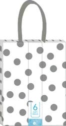 Izzy B Kraft Gift Bag Cub Slvr Mtl 6pk