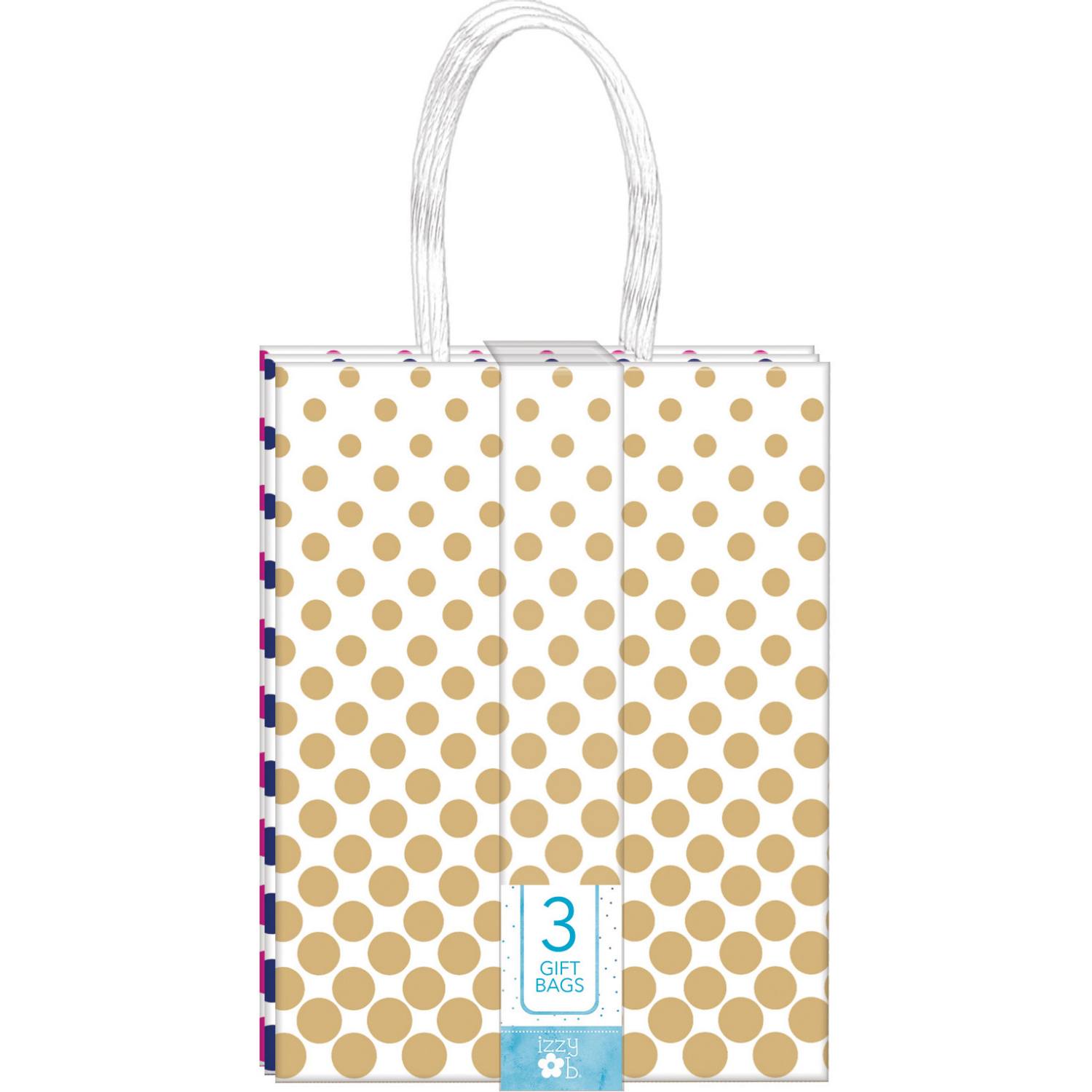 slide 1 of 4, Izzy B Cub Kraft Gift Bag Set, Dots, 3pk, 3 ct