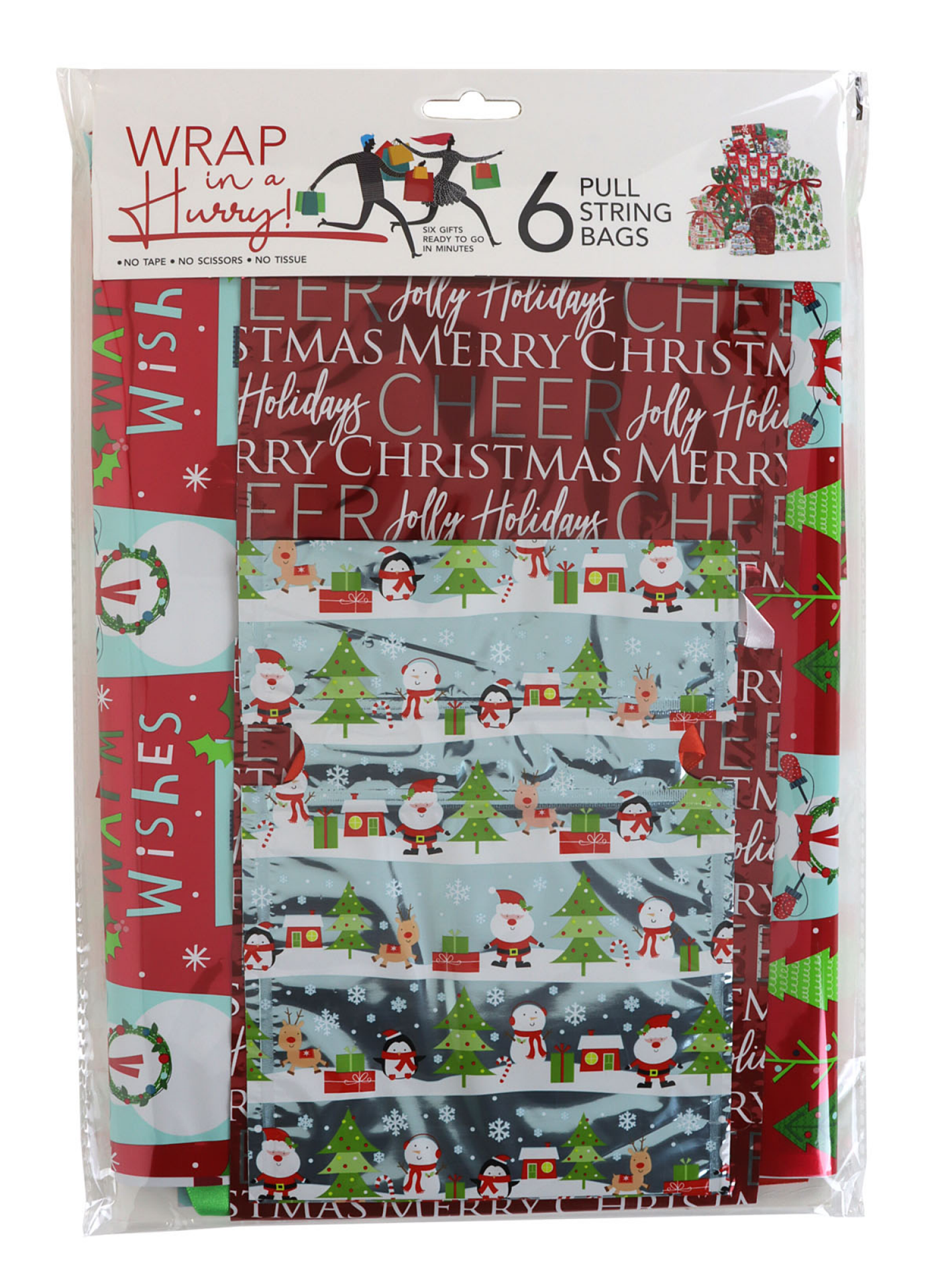 slide 2 of 2, Wrap-In-A-Hurry Assorted Pull String Sacks, 6 ct