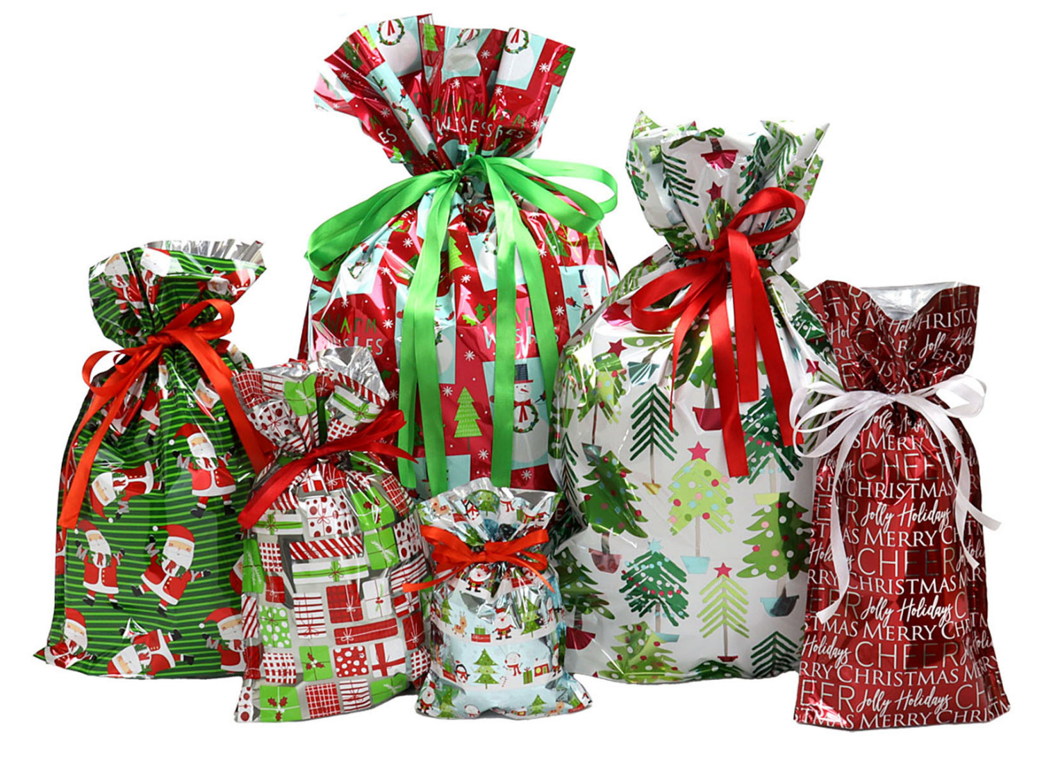 slide 1 of 2, Wrap-In-A-Hurry Assorted Pull String Sacks, 6 ct