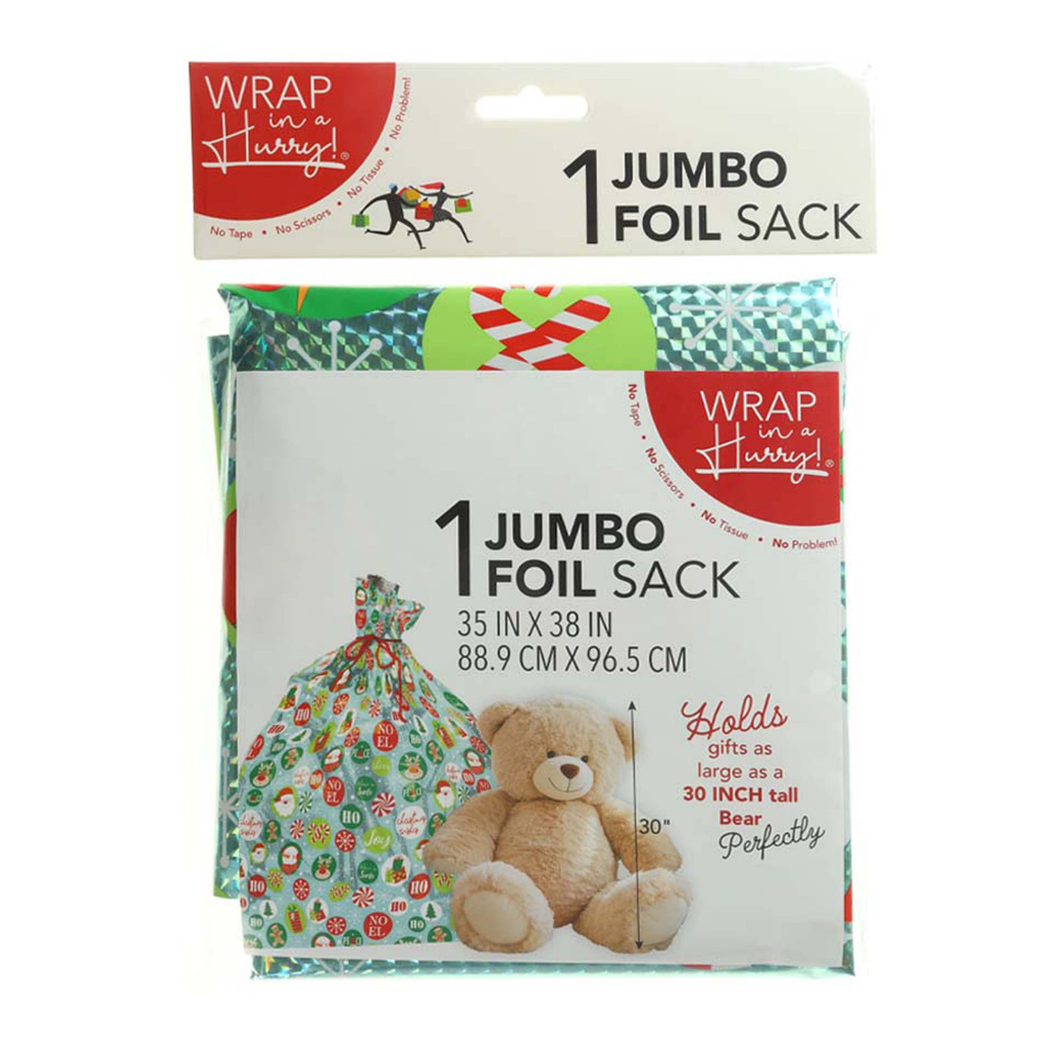 slide 2 of 7, Wrap-In-A-Hurry Jumbo Foil Prismatic Sack, 1 Count, 1 ct