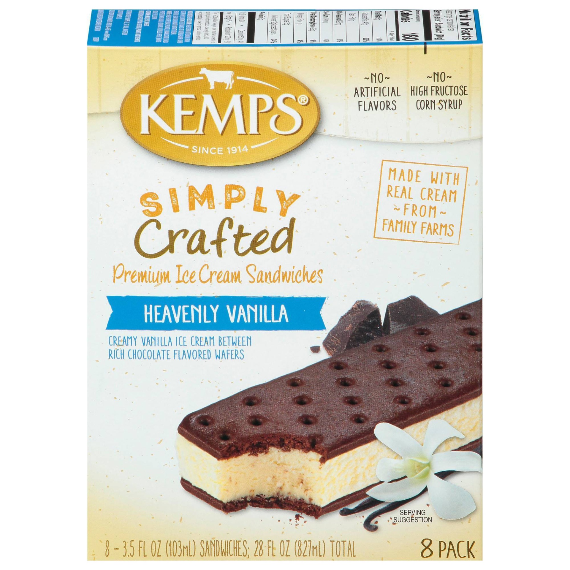 slide 1 of 5, Kemps Simply Crafted Heavenly Vanilla Ice Cream Sandwich - 8ct, 8 ct