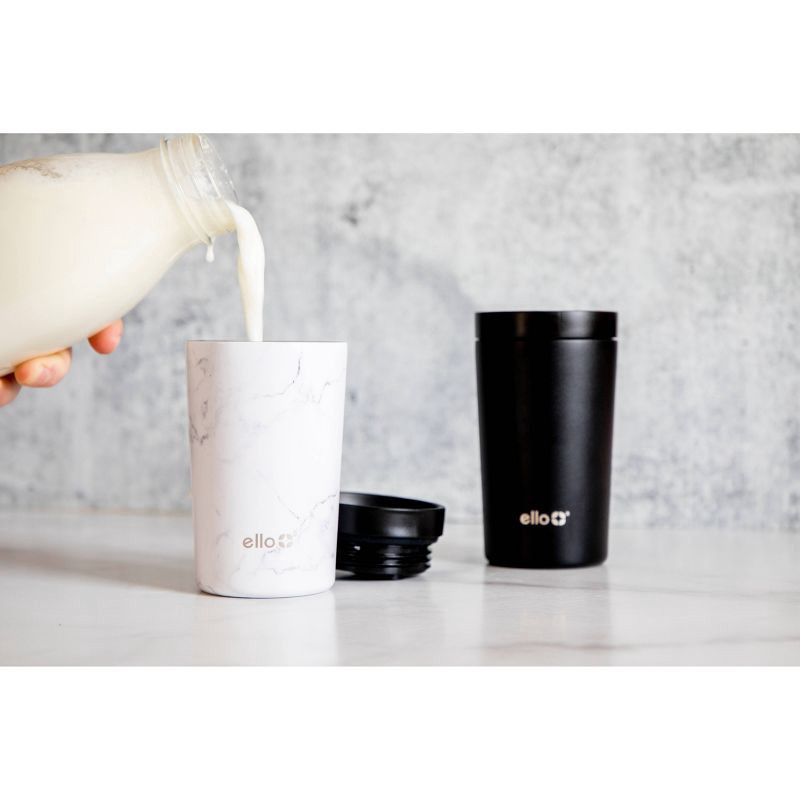 slide 4 of 4, Ello Jones 11oz Vacuum Insulated Stainless Steel Travel Mug White Marble, 11 oz