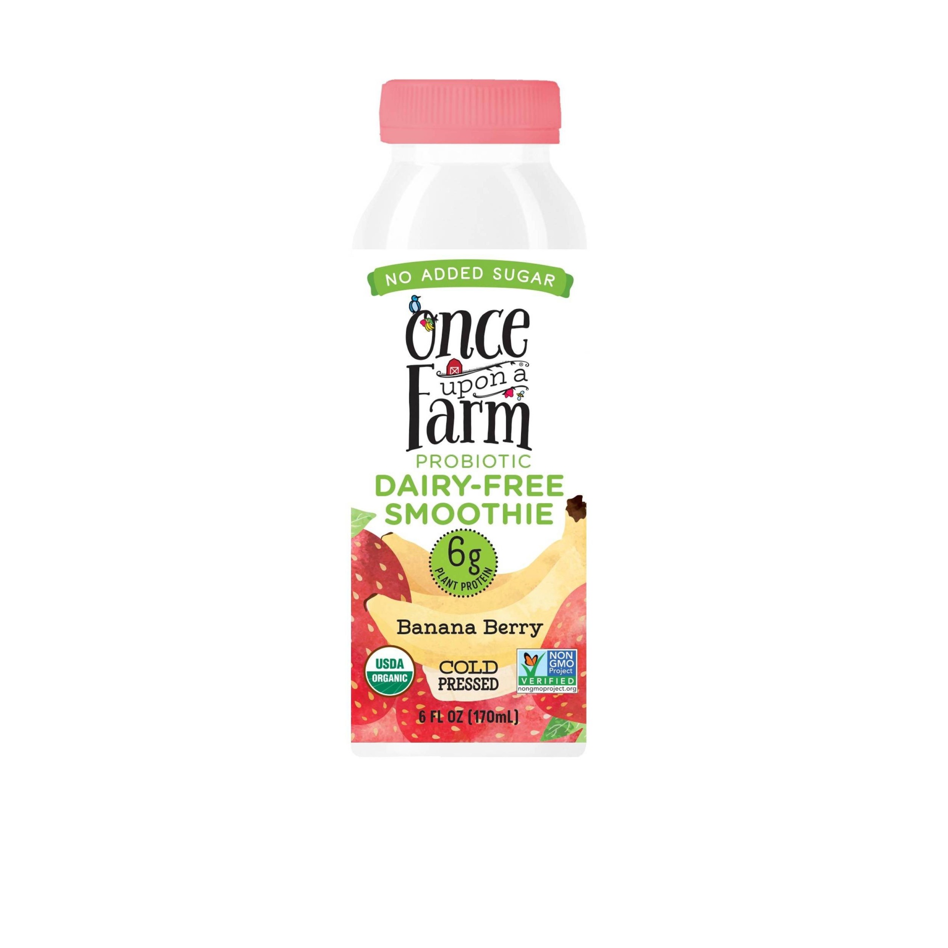 slide 1 of 5, Once Upon a Farm Banana Berry Protein Smoothie, 6 oz