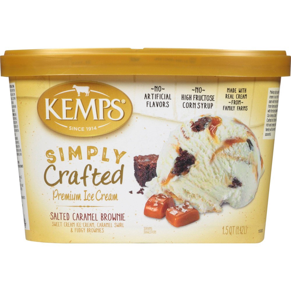 slide 2 of 5, Kemps Simply Crafted Salted Caramel Brownie Ice Cream - 48oz, 48 oz