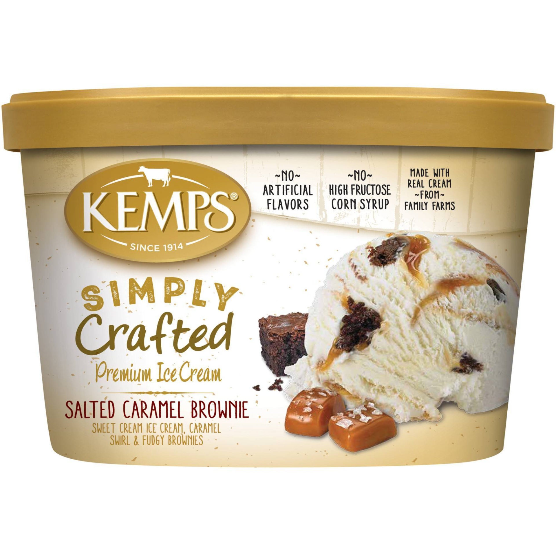 slide 1 of 5, Kemps Simply Crafted Salted Caramel Brownie Ice Cream - 48oz, 48 oz
