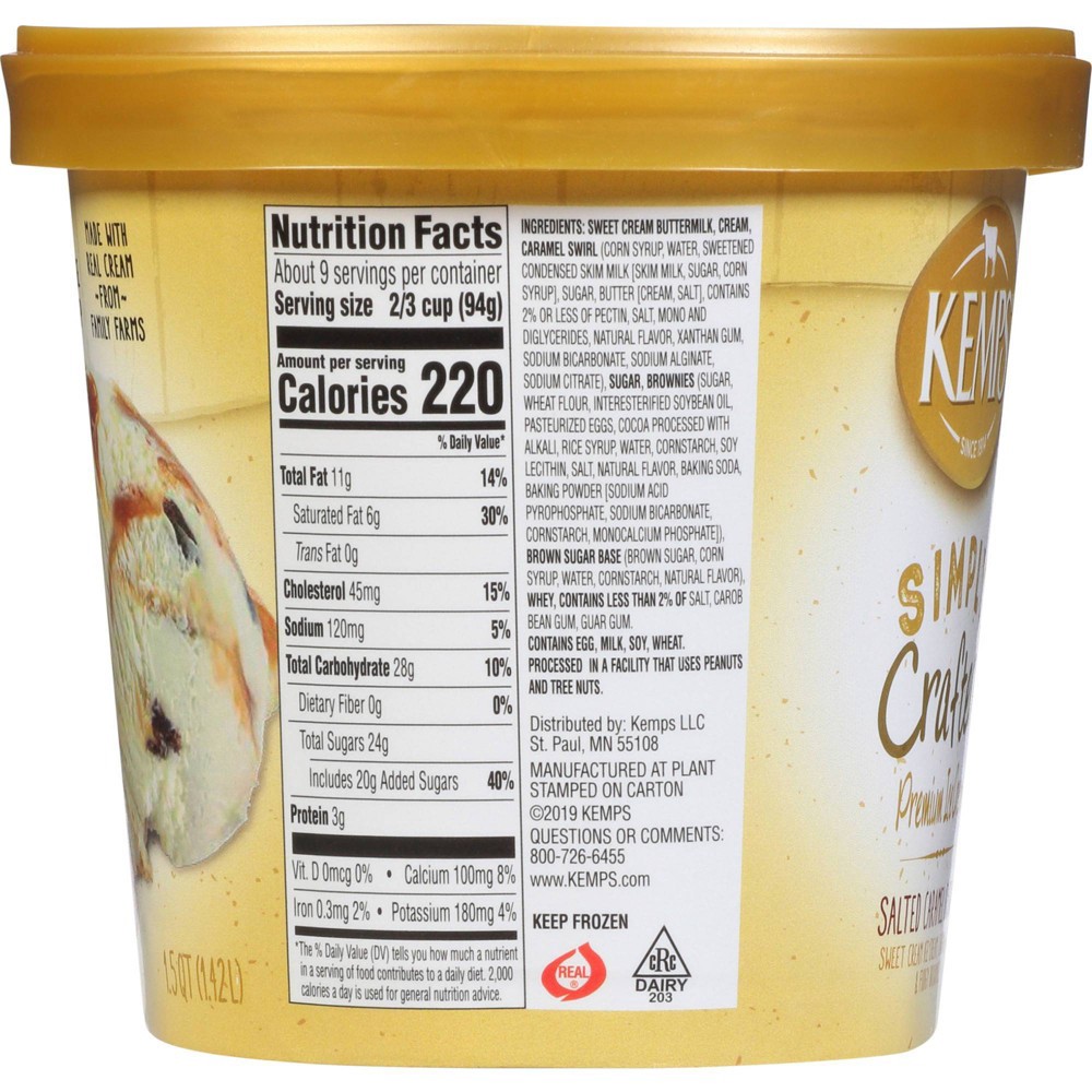 slide 5 of 5, Kemps Simply Crafted Salted Caramel Brownie Ice Cream - 48oz, 48 oz